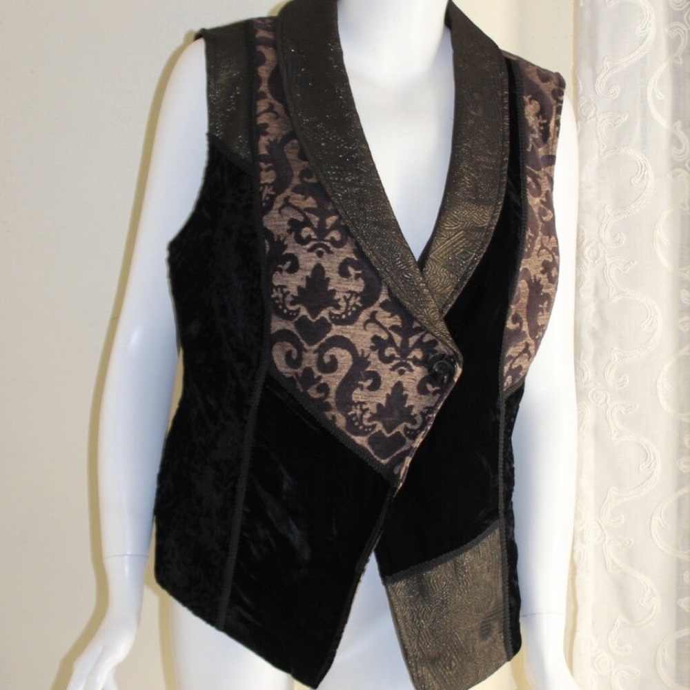 Elegant Coldwater Creek Brocade/Velvet Vest